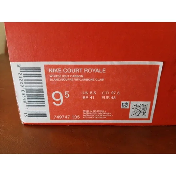 Nike Court Royale White Light Carbon Men's Sz 9.5 M Low Top Sneakers Shoes #1296